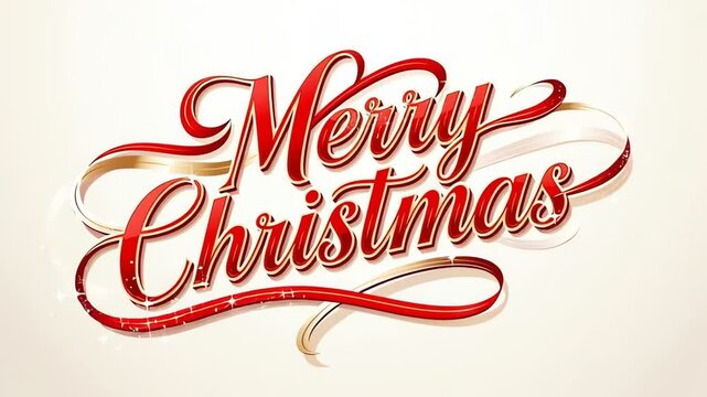 Elegant Merry Christmas Calligraphy with Red and Gold Accents