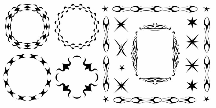 tribal flame borders vector black and white