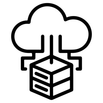 Cloud Server Hosting Network Outline Icon