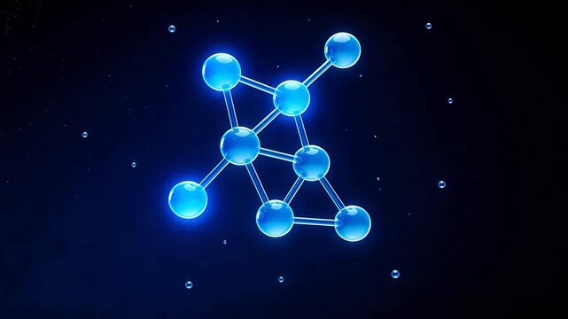 Blue glowing molecular structure