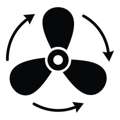 Black propeller icon with rotating arrows on white background icon © designers