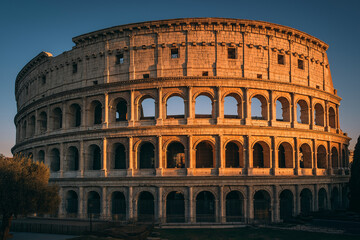 Fototapeta premium The Colosseum in Rome, Italy, an iconic ancient amphitheater.