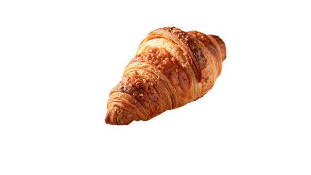 Golden french croissant fresh baked pastry sweet breakfast bread food on transparent background