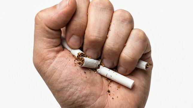 Hand crushing cigarette, anti-smoking awareness and tobacco control