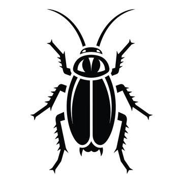 Black silhouette of a cockroach insect on white background icon