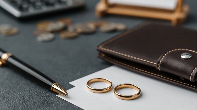 Divorce of marriage wedding rings separation legal finance settlement money wallet