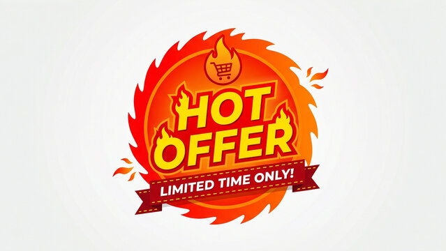 Vibrant hot offer advertisement with limited time only promotion on colorful background