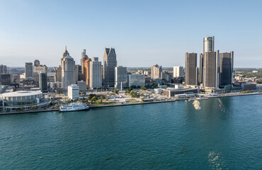 Obraz premium Aerial view of the skyline of Detroit, Michigan, USA.
