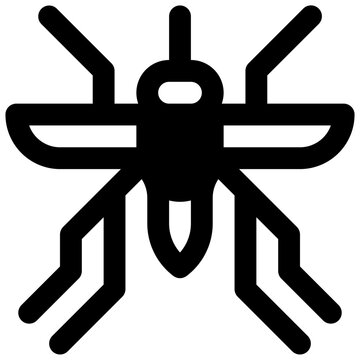 Mosquito. Outlined stroke vector icon with black-filled details.