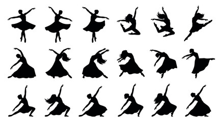 Blossom Dance Performance Silhouettes Sets Pack, Editable Vectors Strokes Illustrations. containing dance, ballet, silhouette, dancer, female, woman and mores Cherry Blossom Festivals silhouettes © MasterTech