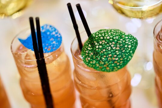 Colorful Summer Cocktails with Decorative Garnish