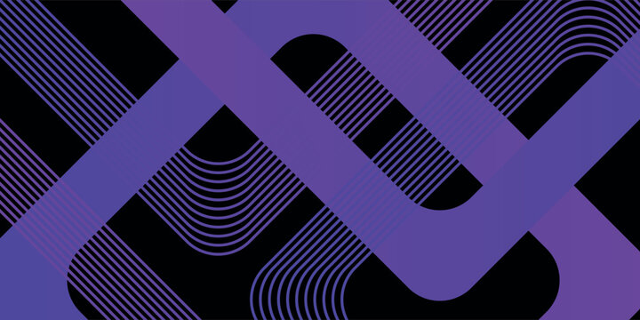 Abstract geometric pattern with intertwining purple and blue gradient lines on a black background, featuring areas of fine parallel line textures.