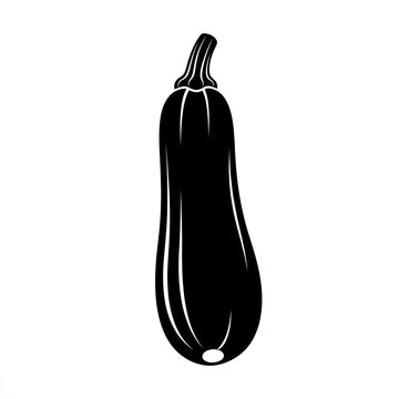 Zucchini icon, simple style black silhouette of a fresh vegetable isolated on white background vector illustration of a summer squash for food design, menu, market, or farm product label