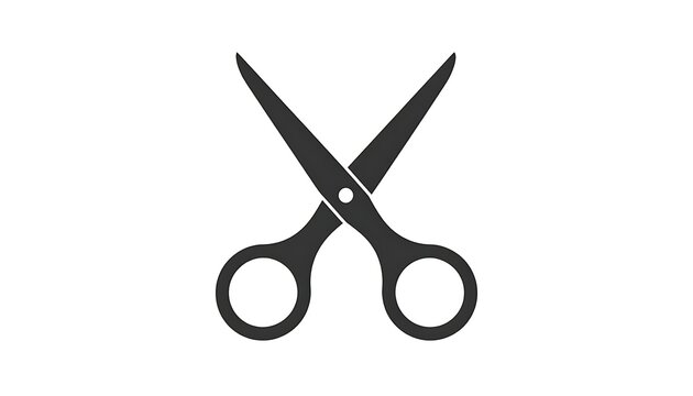 A pair of black scissors on a white background