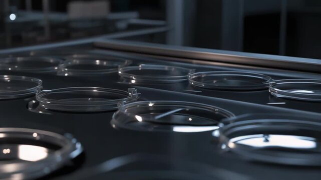 Petri dishes arranged in a laboratory setting, enabling scientific discovery, biotechnology development, and controlled cell culture experiments for medical and pharmaceutical advancements