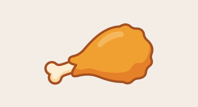 Crispy Fried Chicken Drumstick Icon - Delicious Fast Food