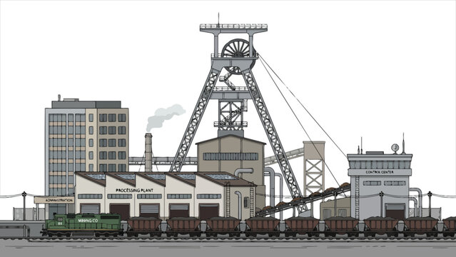 Industrial Mining Complex and Material Processing Plant