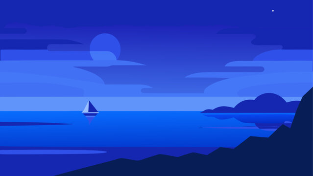 Serene nighttime sail