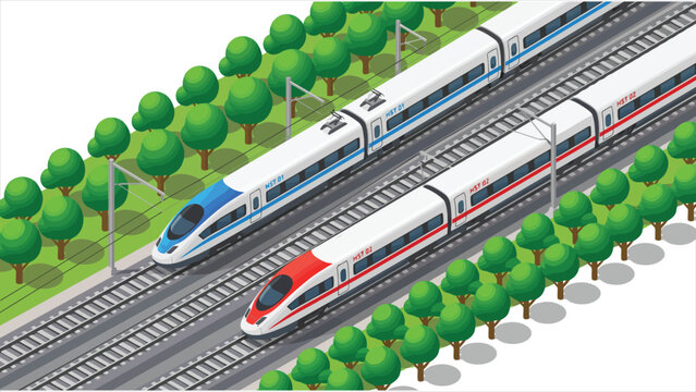 Isometric High-Speed Trains Passing on Parallel Tracks