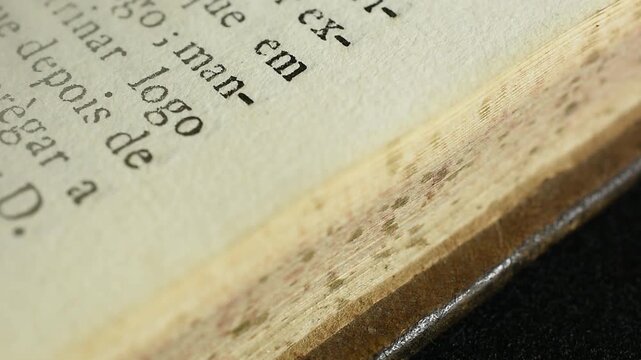 Flipping Paper Antique Book Pages Close Up