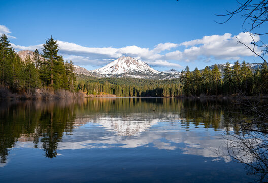 Volcanic Peak Lake Perfect Reflection