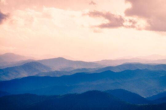 USA, Virginia, Blue Ridge Mountains at twilight
