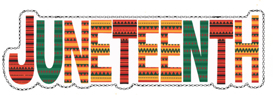 Juneteenth celebration with colorful african american heritage text