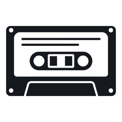 Obraz premium Cassette tape icon in black and white color scheme audio music symbol icon