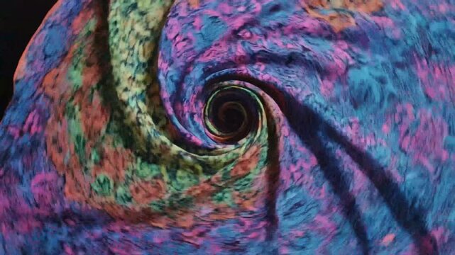 Vibrant colorful fabric with abstract spiral swirl pattern
