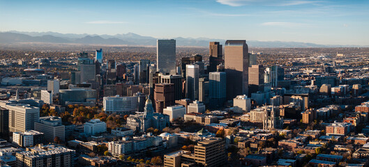 Aerial view of the skyline of Denver, Colorado, USA. © Chenxiaoyang