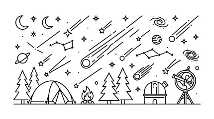 Astronomy camping night sky vector illustration © Arga Pratama