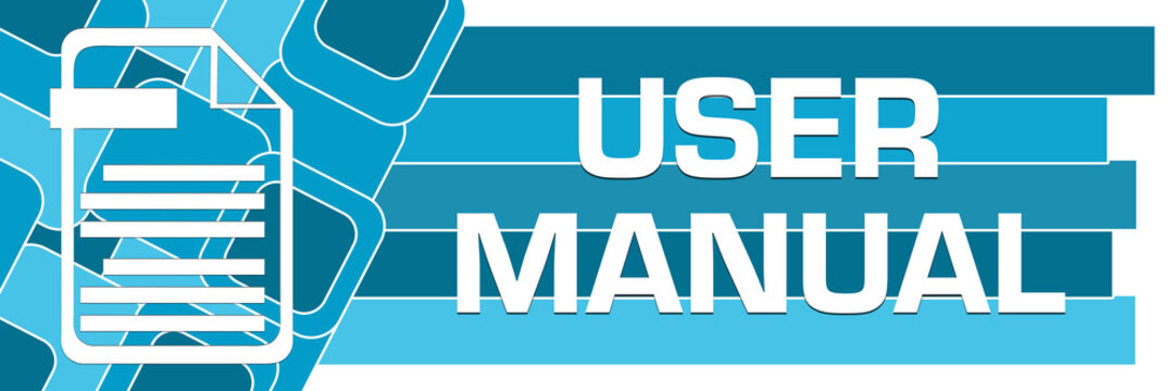 User Manual Blue Squares Stripes Symbol Text Horizontal 