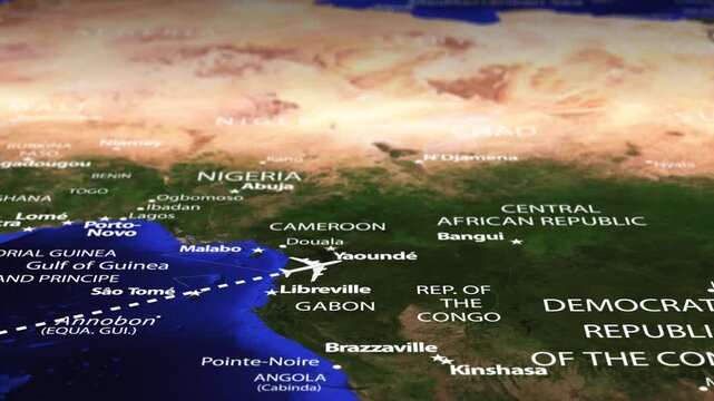 Flight From Rio Brazil to Asmara ERITREA with flag pins