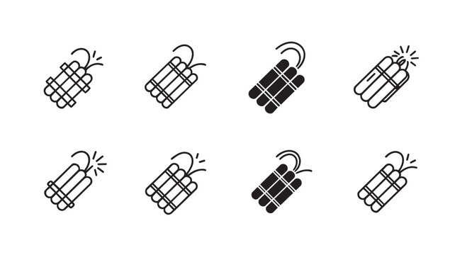 Set of dynamite stick icons, explosive weapon, vector illustration vector