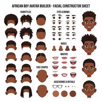 African Boy Avatar Creator - Facial Features and Hairstyles Constructor