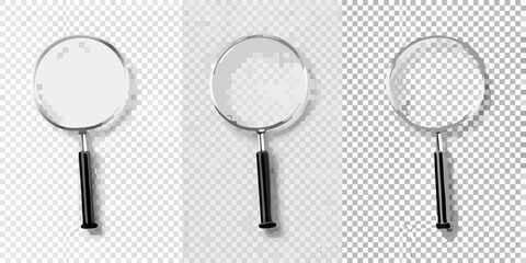 three magnifying glasses realistic style lens handheld © Lolita