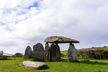 Naklejka premium Pentre Ifan, the largest and best-preserved Neolithic dolmen in Wales, in the Pembrokeshire Coast National Park, near Newport