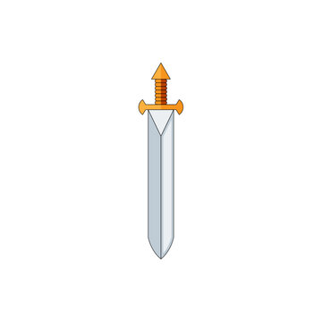 Ancient Warrior Sword with Pointed Pommel and Ribbed Grip Vector