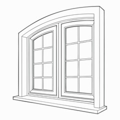 Obraz premium Vector illustration of a classic arch window design isolated on white background with architecture, interior