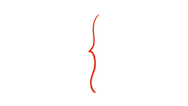 displays a hand-drawn, textured red opening curly bracket or brace centered on a white background.