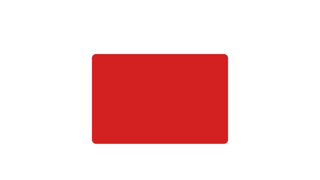 Displays a vibrant, solid red rectangle with smoothly rounded corners centered against a clean white background.