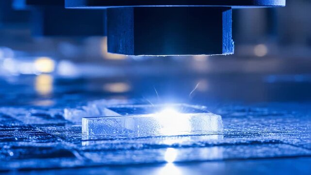 Laser cutting machine emitting bright sparks while precisely fabricating intricate metal components with high accuracy and efficiency in an industrial manufacturing environment