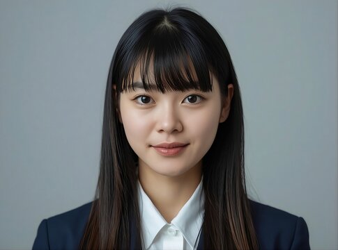 就職活動向け 日本人女性の証明写真風ポートレート