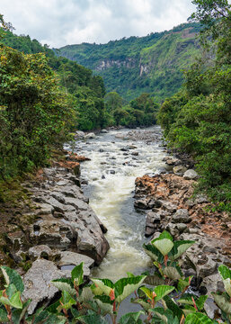 Colombia, near the city of Popayan a beautiful landscape with a small river.