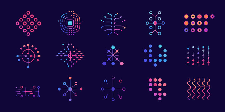 brain network icons vibrant vector neuron synapse