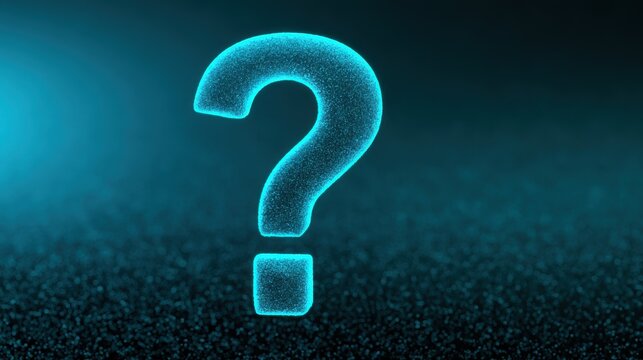 Digital glowing particle question mark symbol