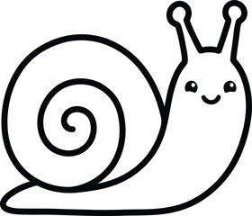 A cute snail with a smiley face and big spiral shell © Growup Pixel