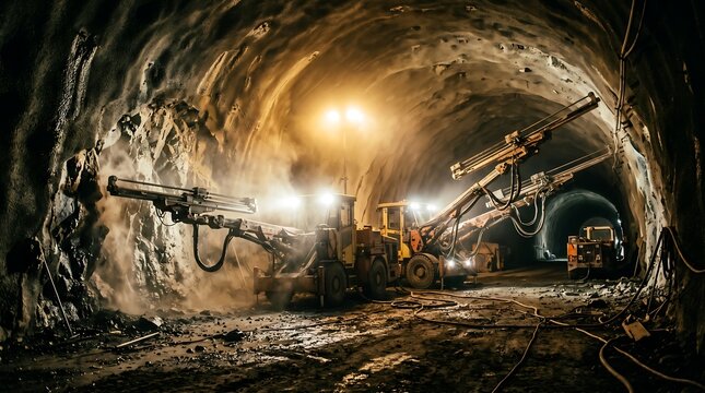 Tunnel boring machine at work in a mine