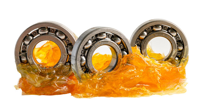 Ball bearing stainless with grease lithium machinery lubrication for automotive and industrial isolated on white background.