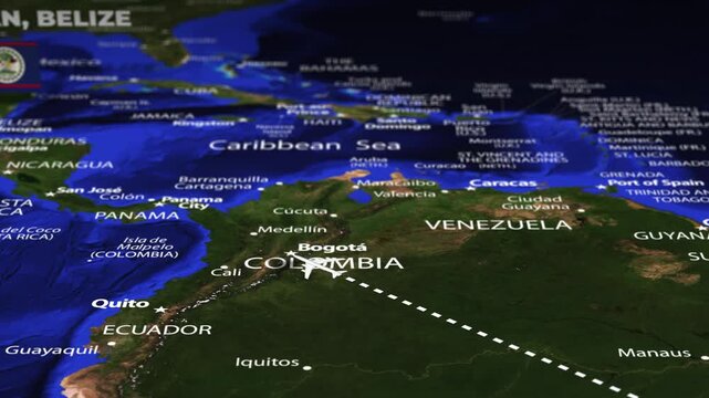 Flight From Rio Brazil to Belmopan BELIZE with flag pins